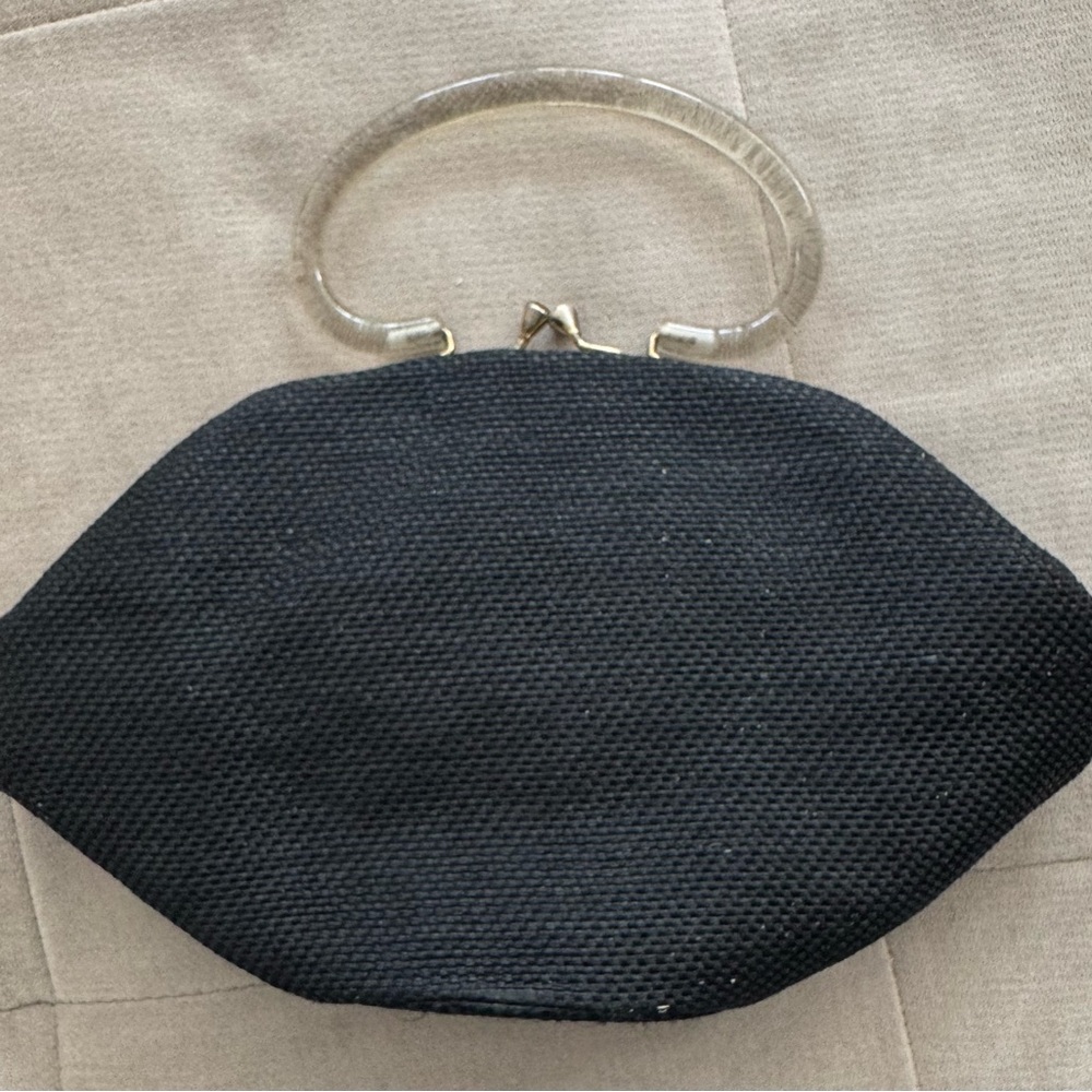 Elegant Black Handbag with Clear Handle